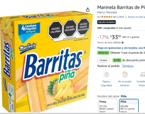 Marinela Barritas de Piña, 4 pAQUETES