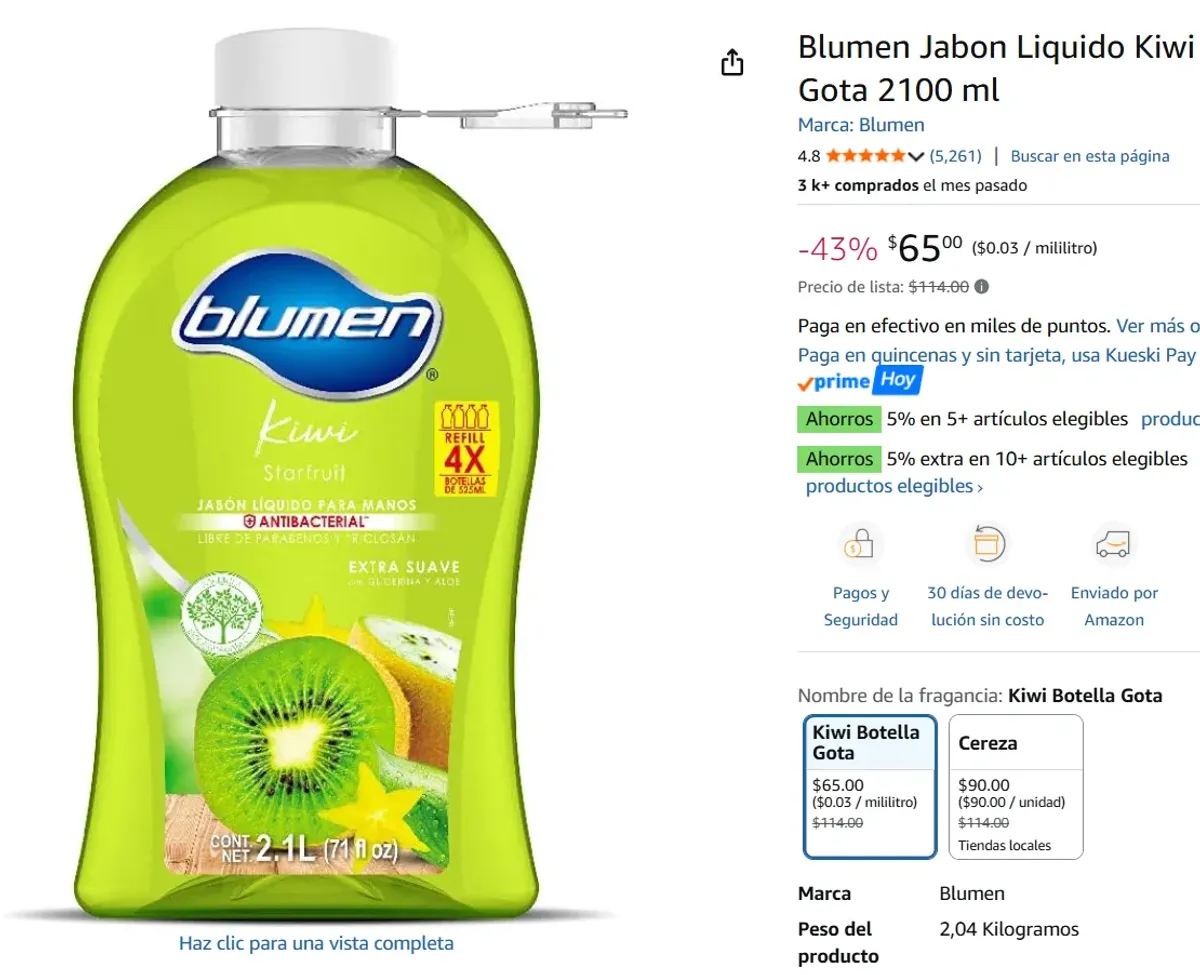 Jabon Liquido Kiwi 