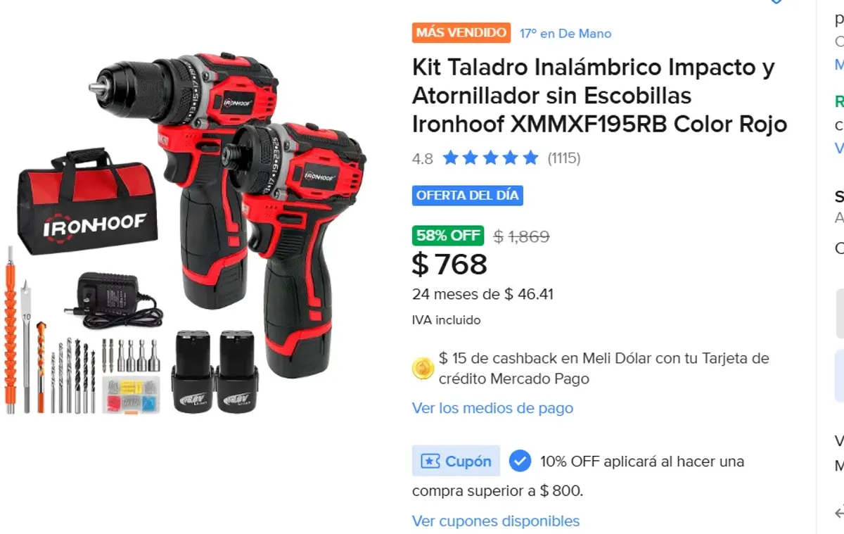 Kit Taladro Inalámbrico Impacto y Atornillador 