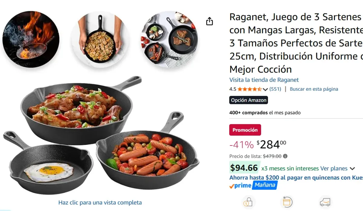 Juego de 3 Sartenes de Hierro 