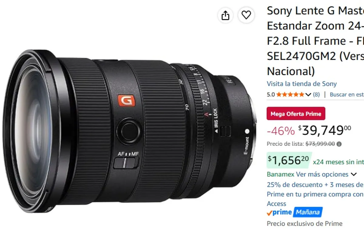 Sony Lente G Master™ Estandar Zoom 24-70mm F2.8 Full Frame - FE SEL2470GM2 (Versión Nacional)