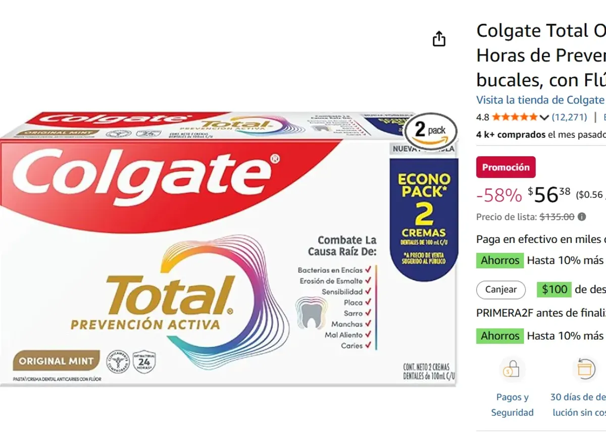 Pasta Dental, 24 Horas de Prevención , 2x100ml
