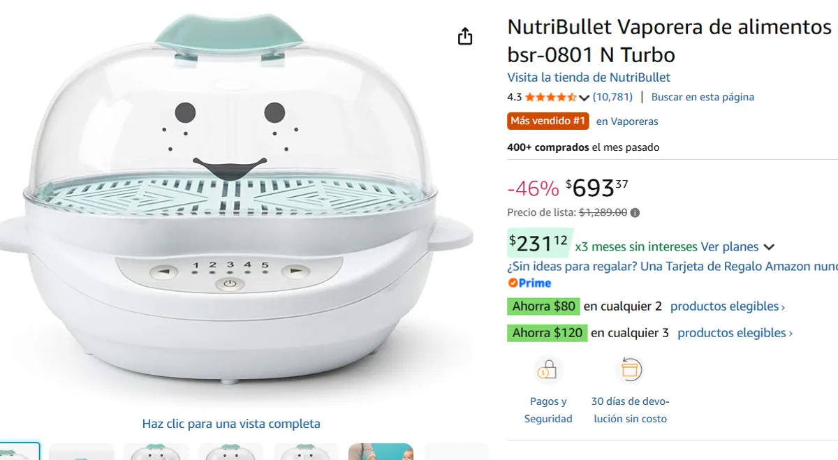NutriBullet Vaporera de alimentos de bebé 