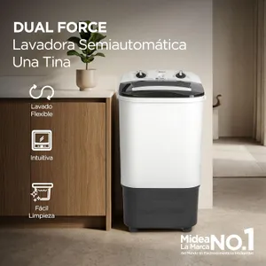 Midea - Lavadora Una Tina 10.1 kg Blanca Dual Force