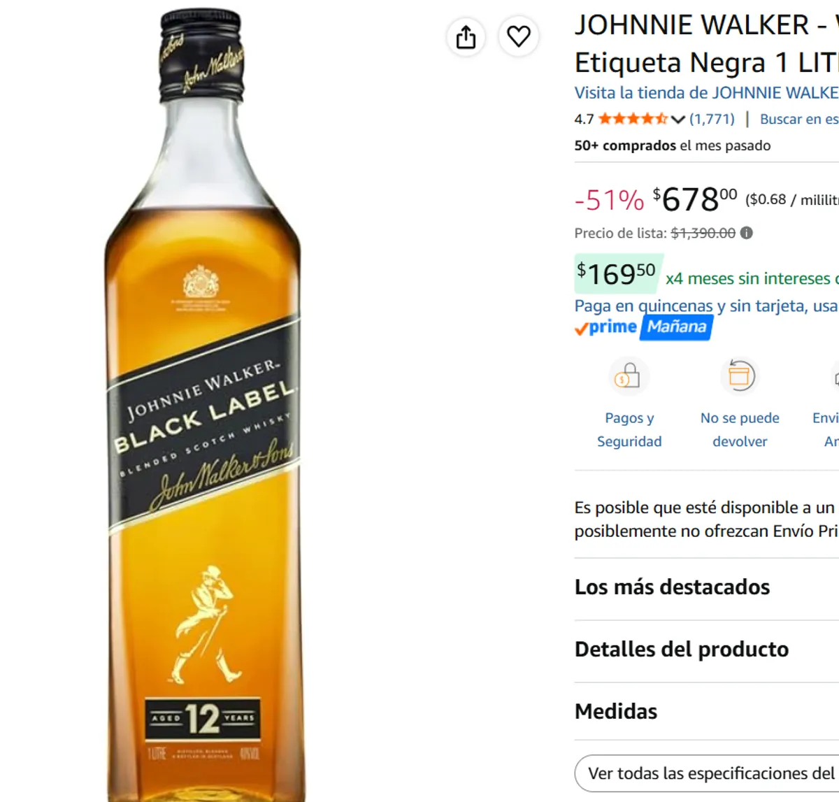 Etiqueta Negra 1 LITRO