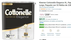 LIMPIATE BIEN EL AQUELLIN!!! 36% OFF + APLICA Suma y Ahorra!!! Papel Higiénico Extra Largo, 32 Rollos   