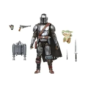 Star Wars The Black Series, El Mandaloriano y Grogu, The Mandalorian & Grogu, Figura Deluxe Coleccionable de 15 cm para Regalar