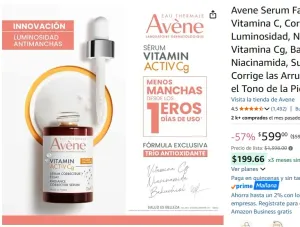 Avene Serum Facial Vitamina C, Corrector de Luminosidad, Niacinamida, Vitamina Cg, Bakuchiol y Niacinamida, Suaviza y Corrige las Arrugas, Unifica el Tono de la Piel, 30 ml
