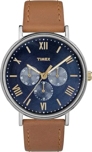 Timex Southview - Reloj multifunción con correa de cuero, 41 mm