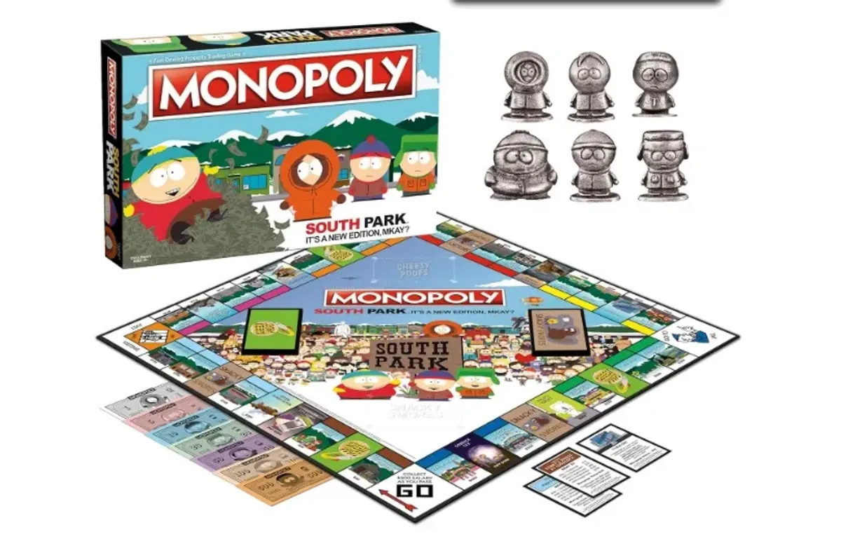 Monopoly South Park | Basado en Comedy Central South Park Show | con ubicaciones, episodios y Personajes Familiares | Monopolio Oficial y Coleccionable