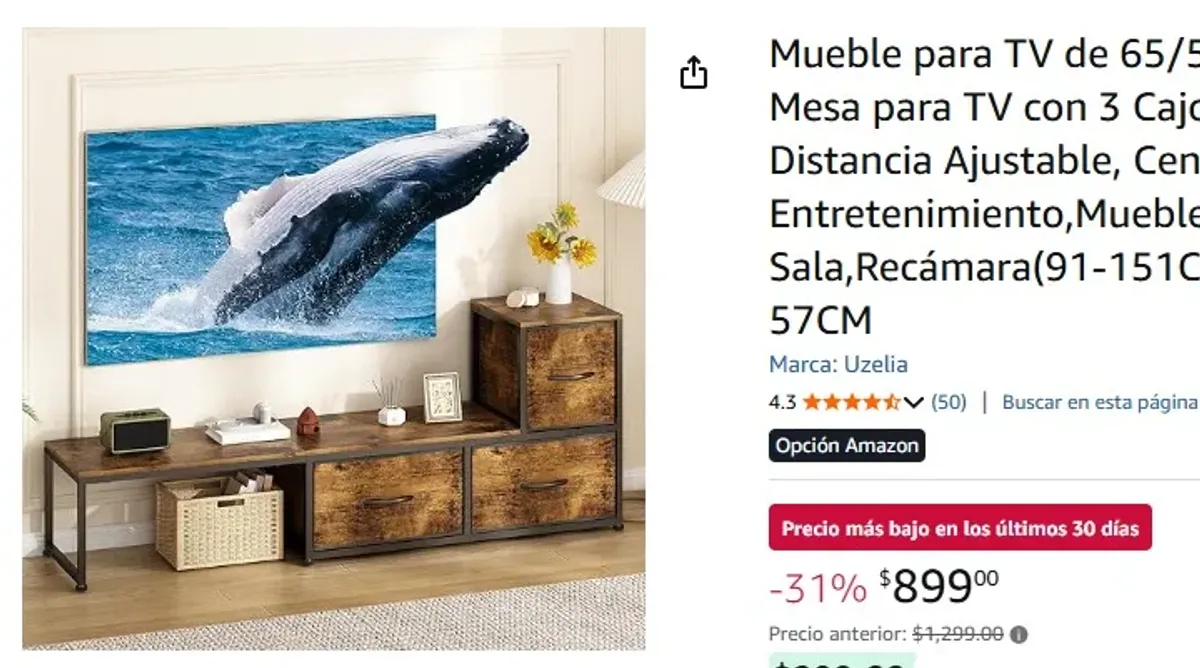 Mueble para TV de 65/55 Pulgadas, Mesa para TV con 3 Cajones de Tela, Distancia Ajustable, Centro de Entretenimiento,Mueble para Sala,Recámara(91-151CM) * 33CM * 57CM