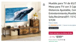 Mueble para TV de 65/55 Pulgadas, Mesa para TV con 3 Cajones de Tela, Distancia Ajustable, Centro de Entretenimiento,Mueble para Sala,Recámara(91-151CM) * 33CM * 57CM