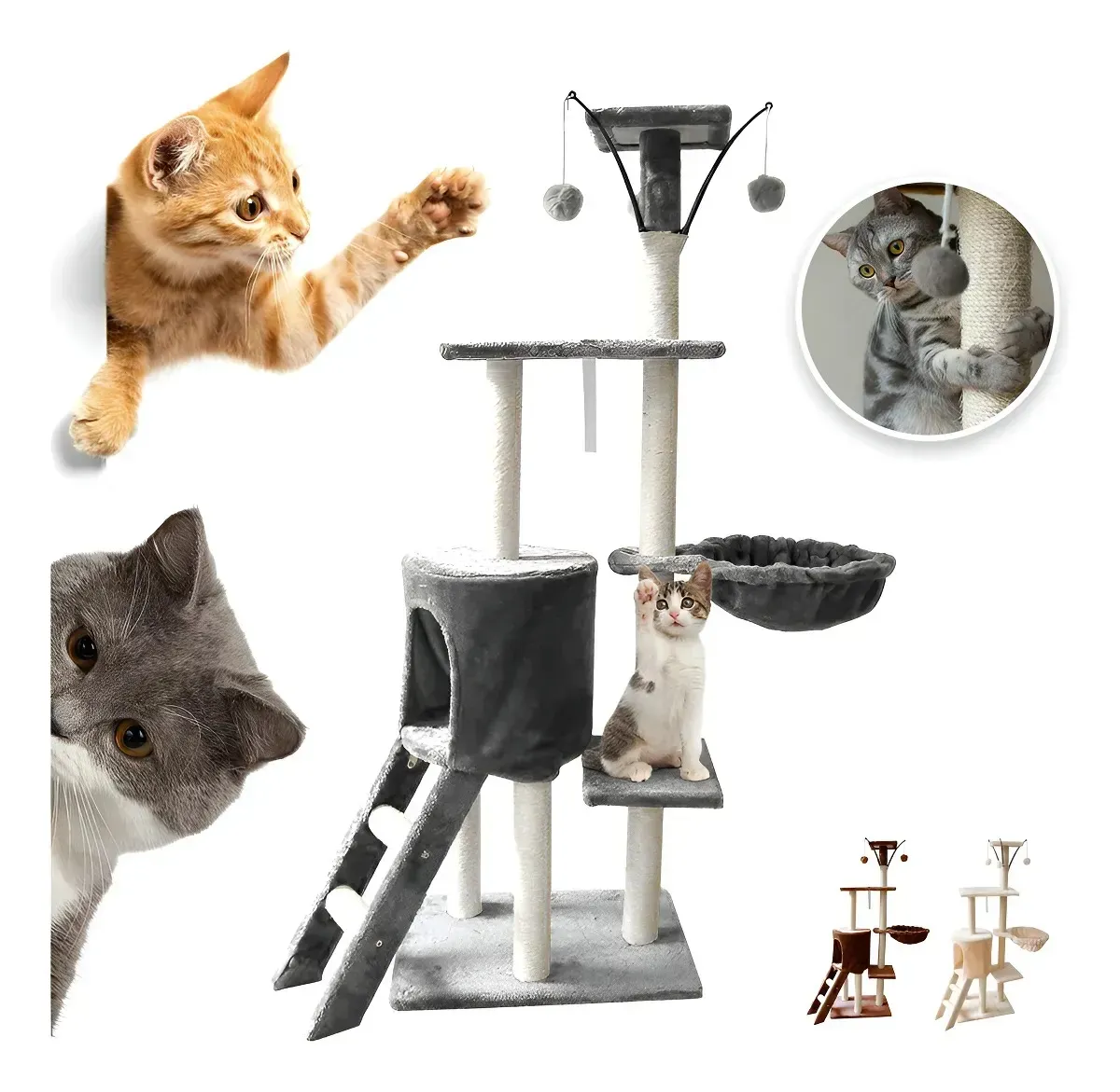 Torre Rascador Árbol para Gatos Color Gris
