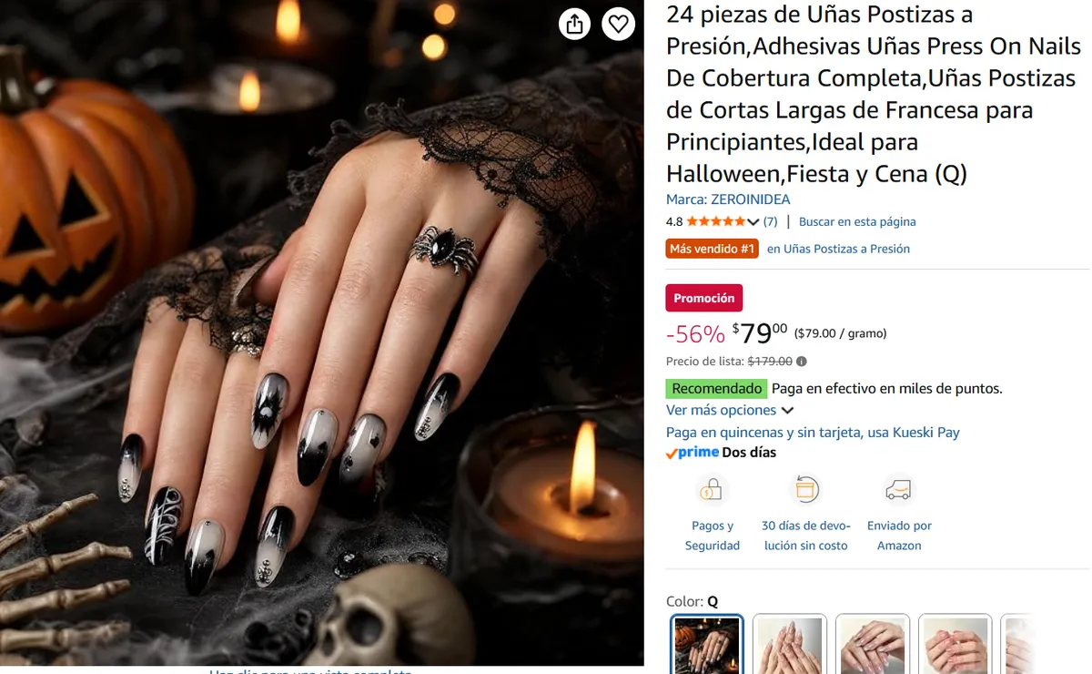 24 piezas de Uñas Postizas Halloween 