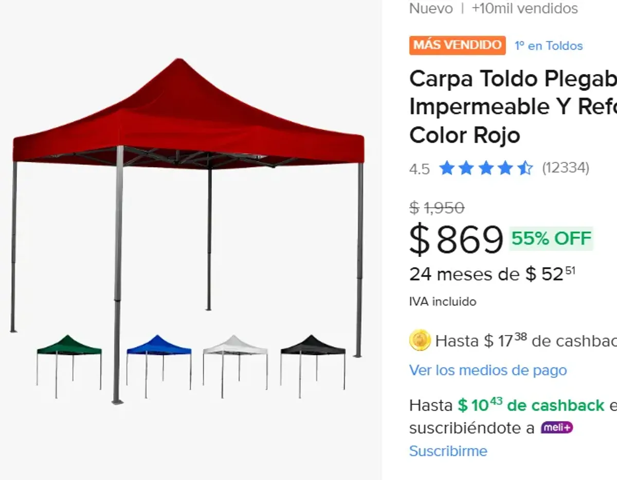 Carpa Plegable 3x3 Impermeable 