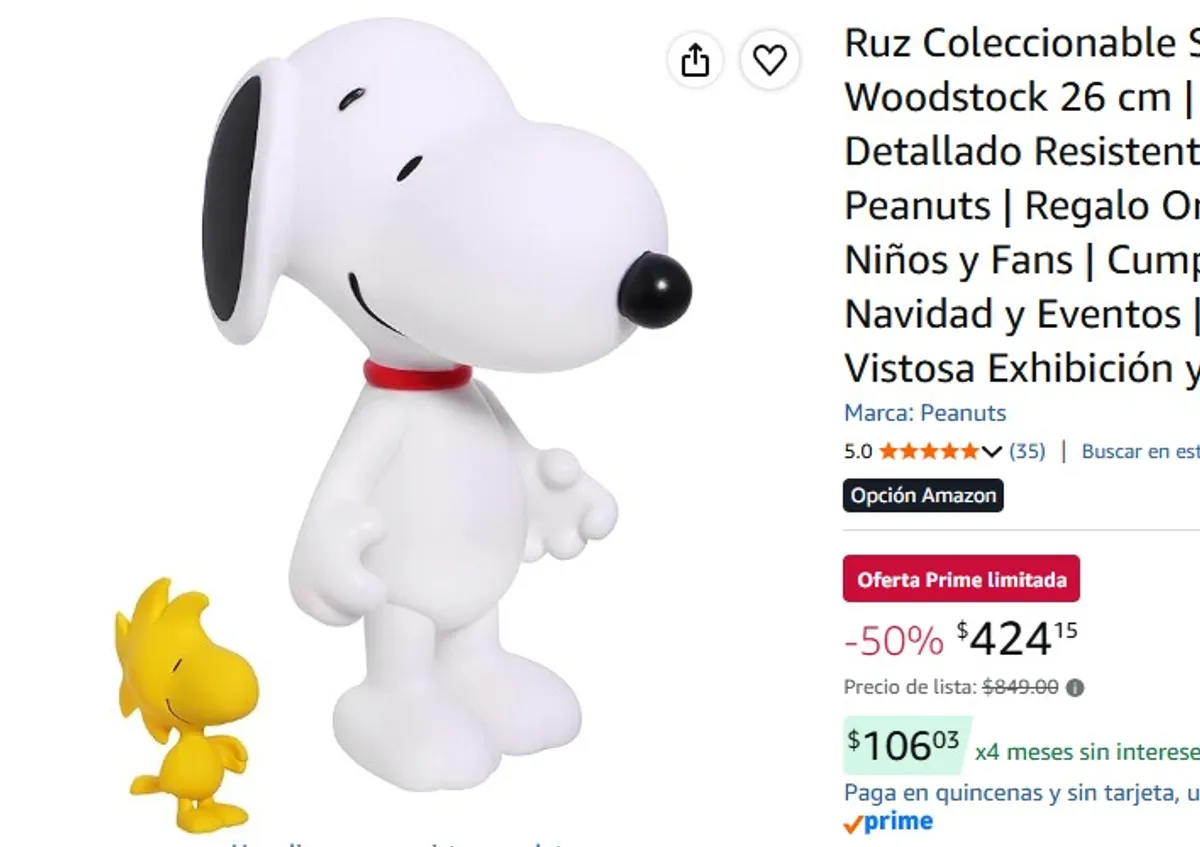 Ruz Coleccionable Snoopy y Woodstock 26 cm | Acabado Detallado Resistente | Estilo Peanuts | Regalo Original Niñas, Niños y Fans | Cumpleaños, Navidad y Eventos | Pieza Vistosa Exhibición y Repisa