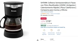 Cafetera Semiautomática 6 Tazas con Filtro Reutilizable