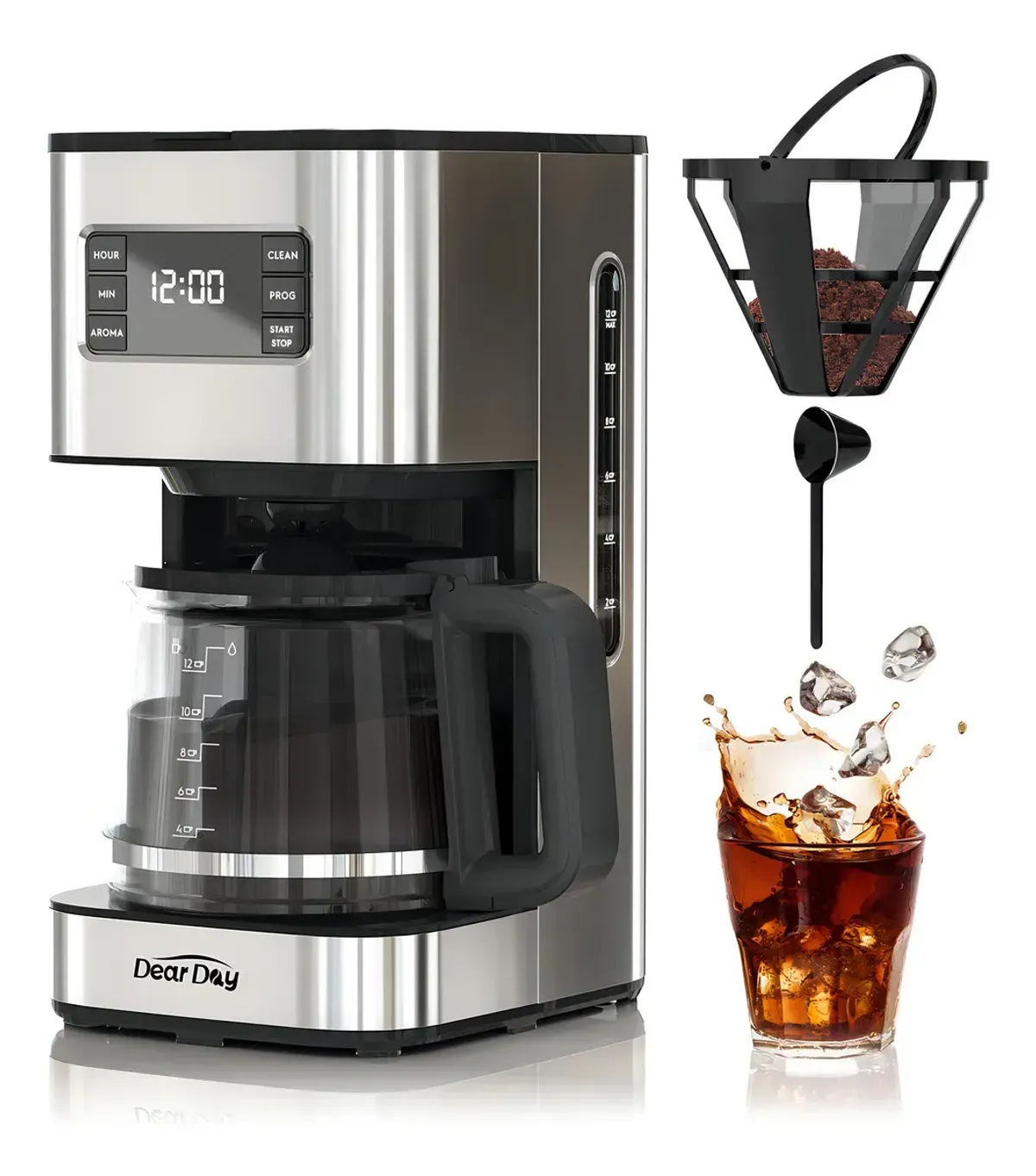 Cafetera Eléctrica 12 Tazas De Cafe Programable