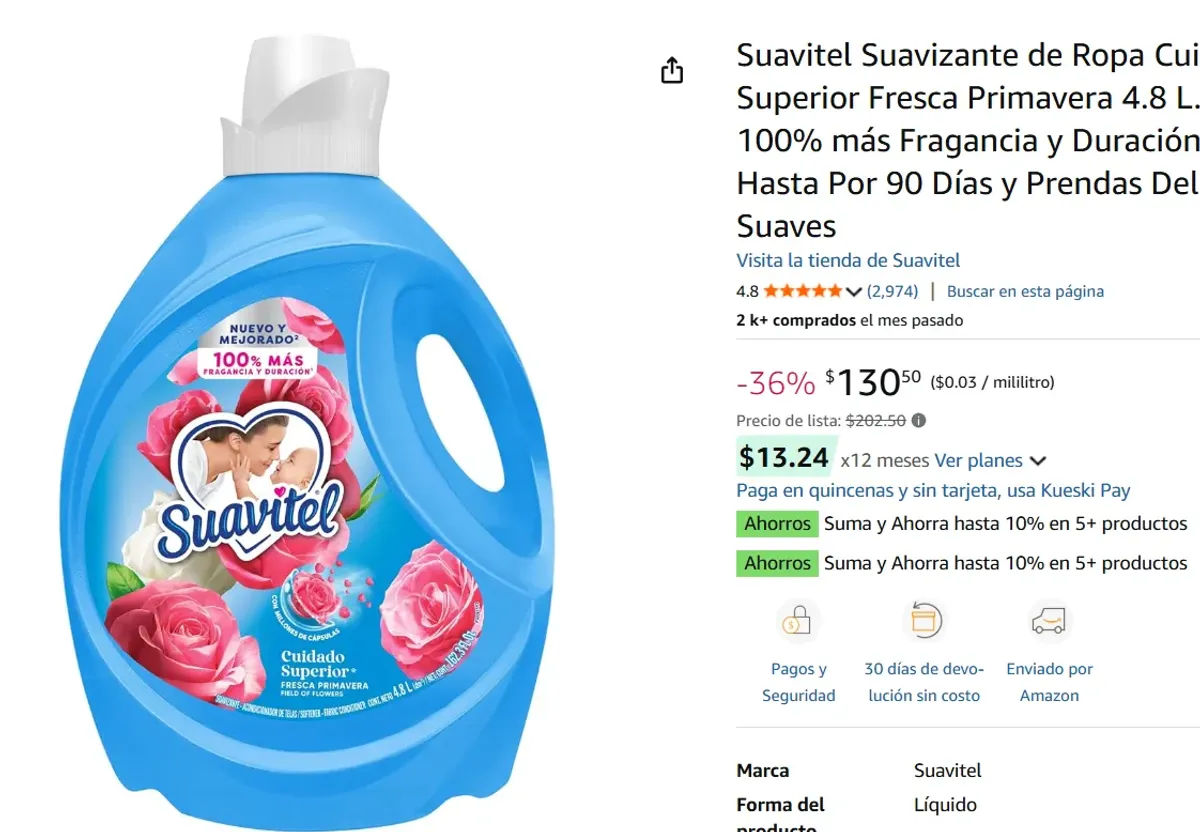 Suavizante de Ropa 4.8 L. 