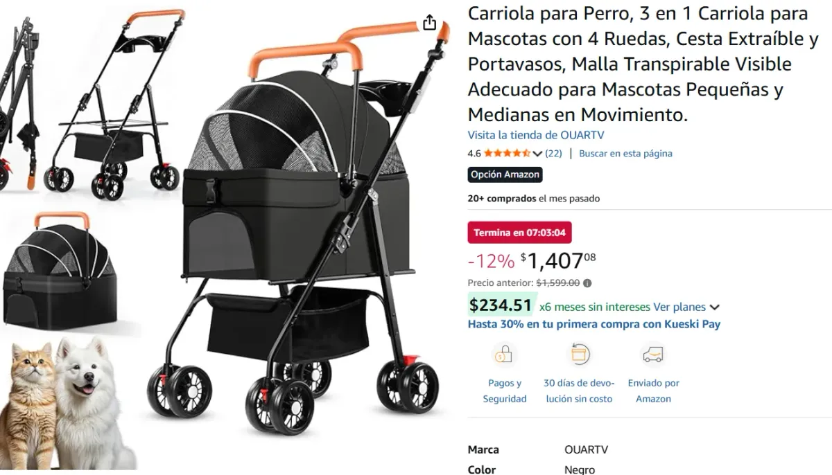 Carriola para Perro, 3 en 1 