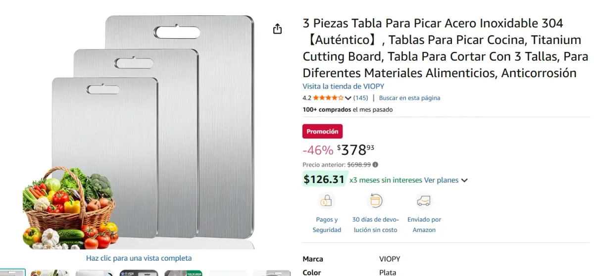 3 Piezas Tabla Para Picar Acero Inoxidable 