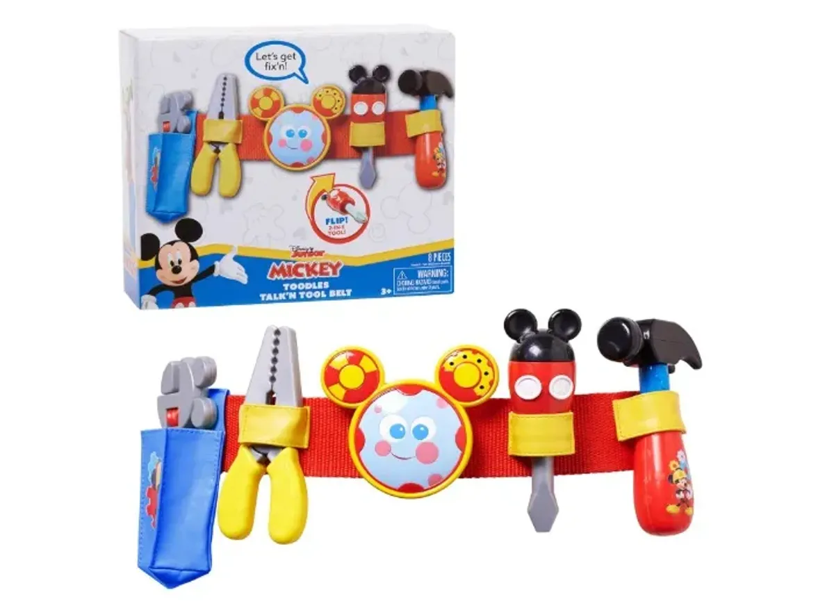 Just Play Disney Mickey – Cinturón de Herramientas Parlante “Toodles” y Accesorios de Juego para Disfrazarse y Juego de Imitación, Juguetes para Niños de 3 Años en Adelante