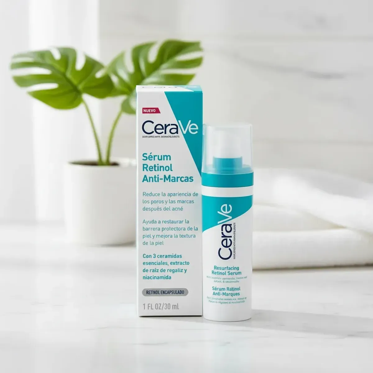 CeraVe Sérum Retinol Anti-Marcas e Imperfecciones con Retinol Encapsulado, Niacinamida y Ceramidas Esenciales, Para Piel Grasa o con Tendencia al Acné, 30 ml