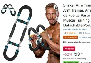 Shaker Arm Trainer, Adjustable Resistance Arm Trainer, Arm Chest y Entrenamiento de Fuerza Parte Superior del Cuerpo, Muscle Training, Chest Exerciser for Men, Detachable Portable Power Twister Bar