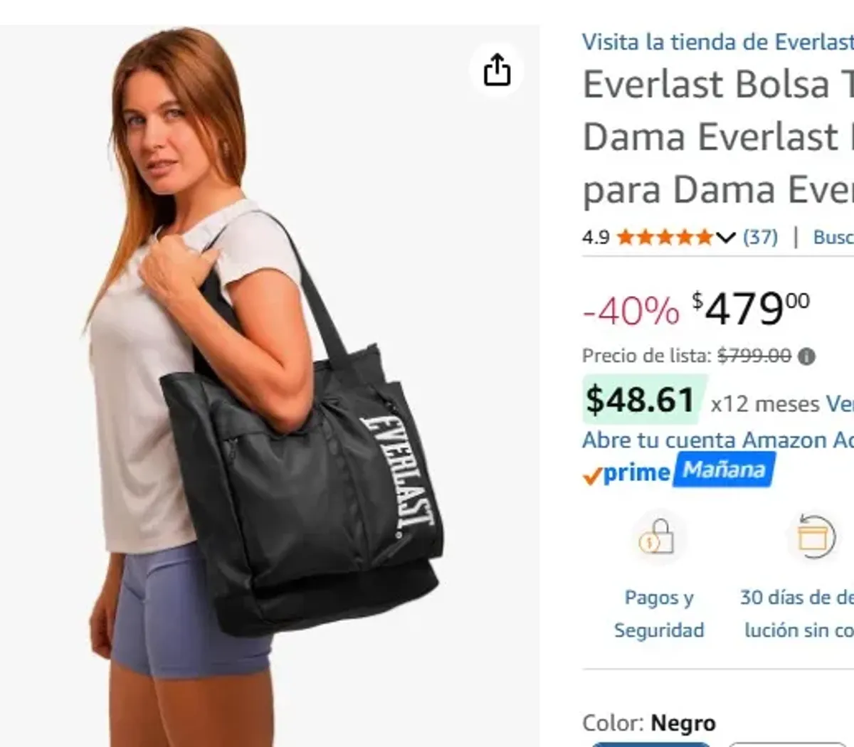 Everlast Bolsa Tote Bag Deportiva Retro para Dama Everlast Bolsa Tote Bag Deportiva Retro para Dama Everlast Unisex adulto