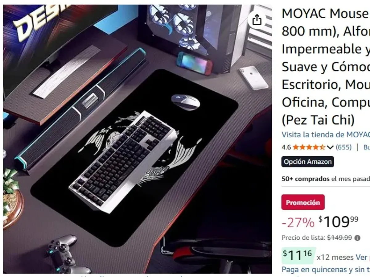 MOYAC Mouse Pad XXL (300 × 800 mm), Alfombrilla Ratón Impermeable y Antideslizante, Suave y Cómoda, Accesorio de Escritorio, Mousepad para Oficina, Computadoras, Laptops (Pez Tai Chi)