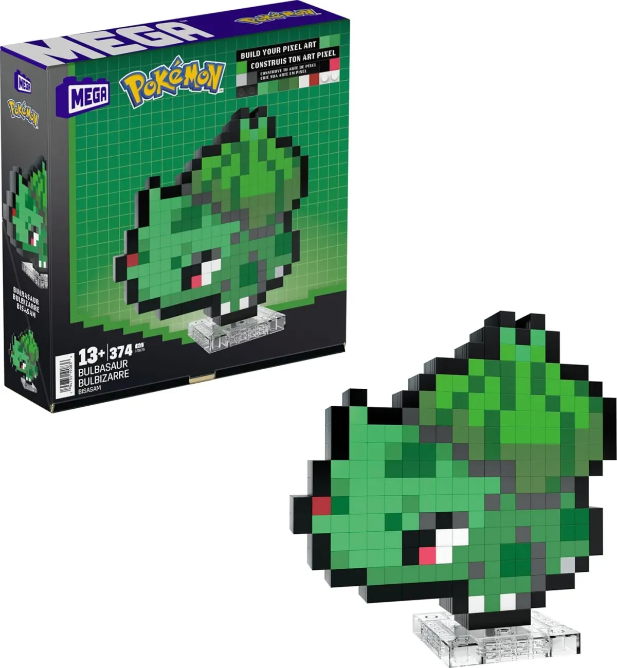 Mega Brands Pokémon Juguete de Construcción Bulbasaur Píxel para niños de 13 años en adelante