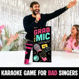Lucky Egg Official Grab The Mic - Juego de mesa de karaoke familiar, más de 8 años, 2 a 10 jugadores, juegos para malos cantantes con 250 letras (125 tarjetas) para divertidas noches de juego y fiesta