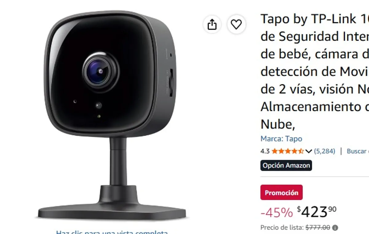 Tapo by TP-Link 1080P - Cámara de Seguridad Interior para Monitor de bebé, cámara de Mascotas con detección de Movimiento, Audio de 2 vías, visión Nocturna, Almacenamiento de Tarjetas SD y Nube,