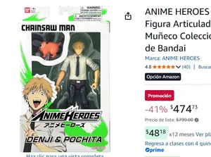 ANIME HEROES Denji Chainsaw Man Figura Articulada de Acción de 6.5" Muñeco Coleccionable para Niños Original de Bandai