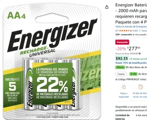 Baterías Recargables Tipo AA 