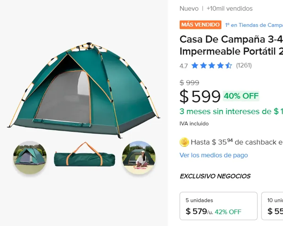 Casa De Campaña 3-4 Personas 