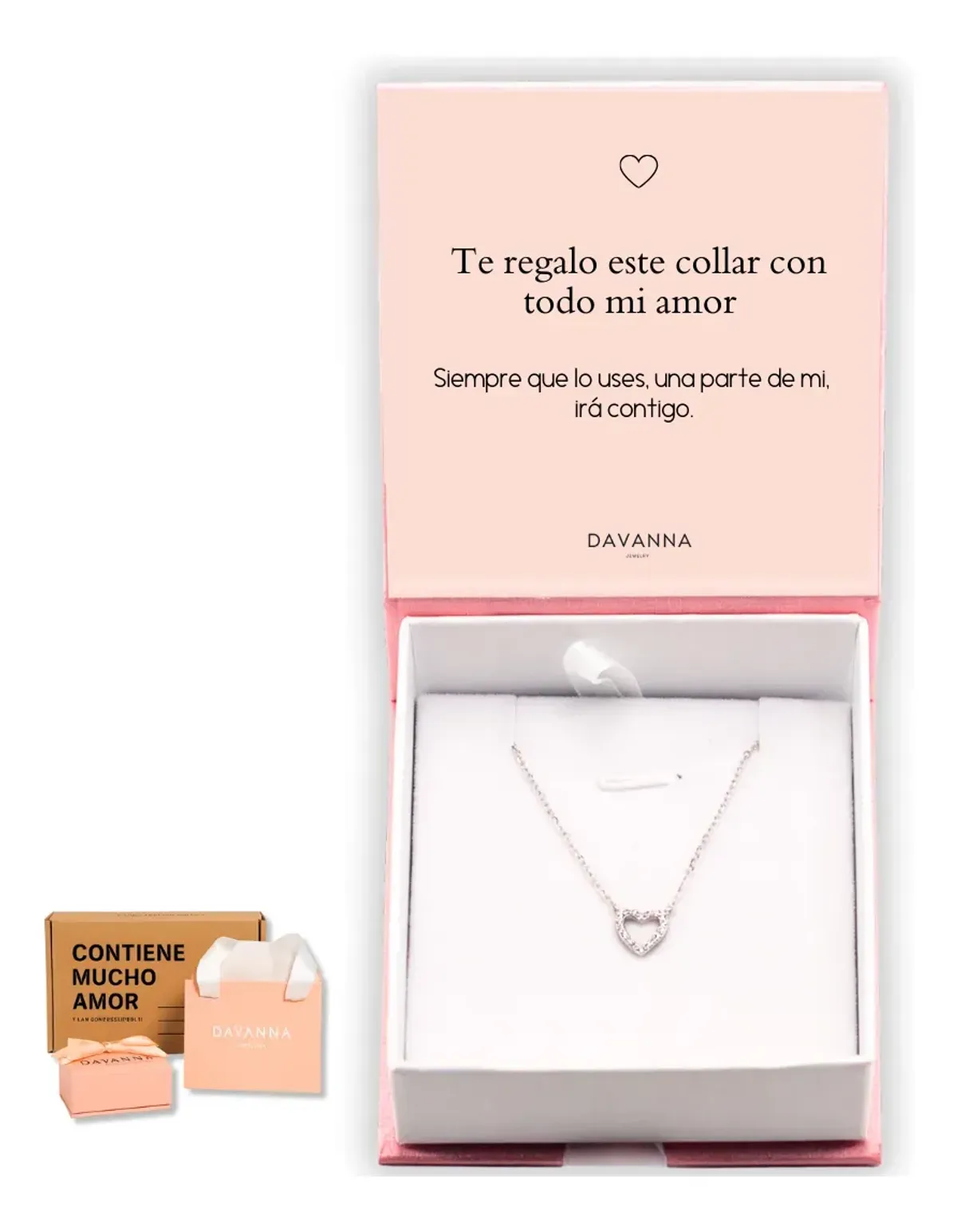 Collar Corazon Plata Regalo Pareja Novia Aniversario Mujer Plateado