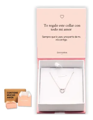 Collar Corazon Plata Regalo Pareja Novia Aniversario Mujer Plateado