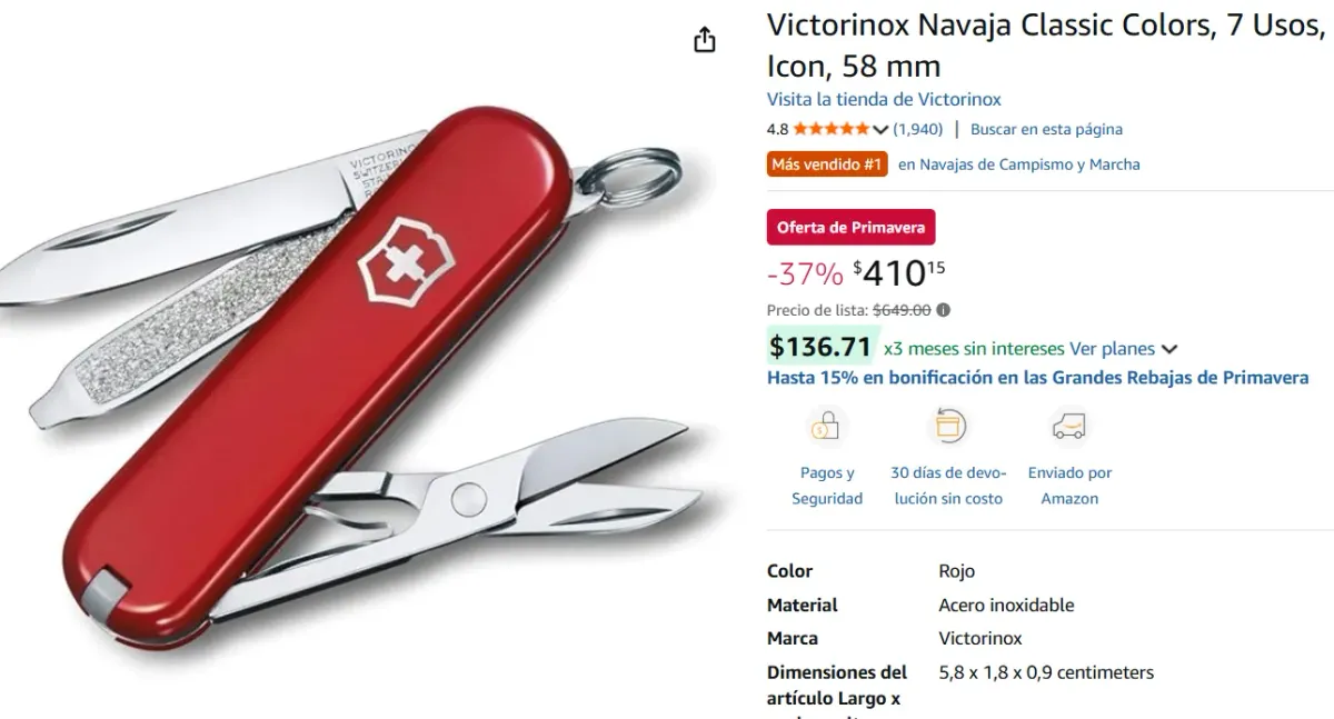 Victorinox Navaja Classic, 7 Usos