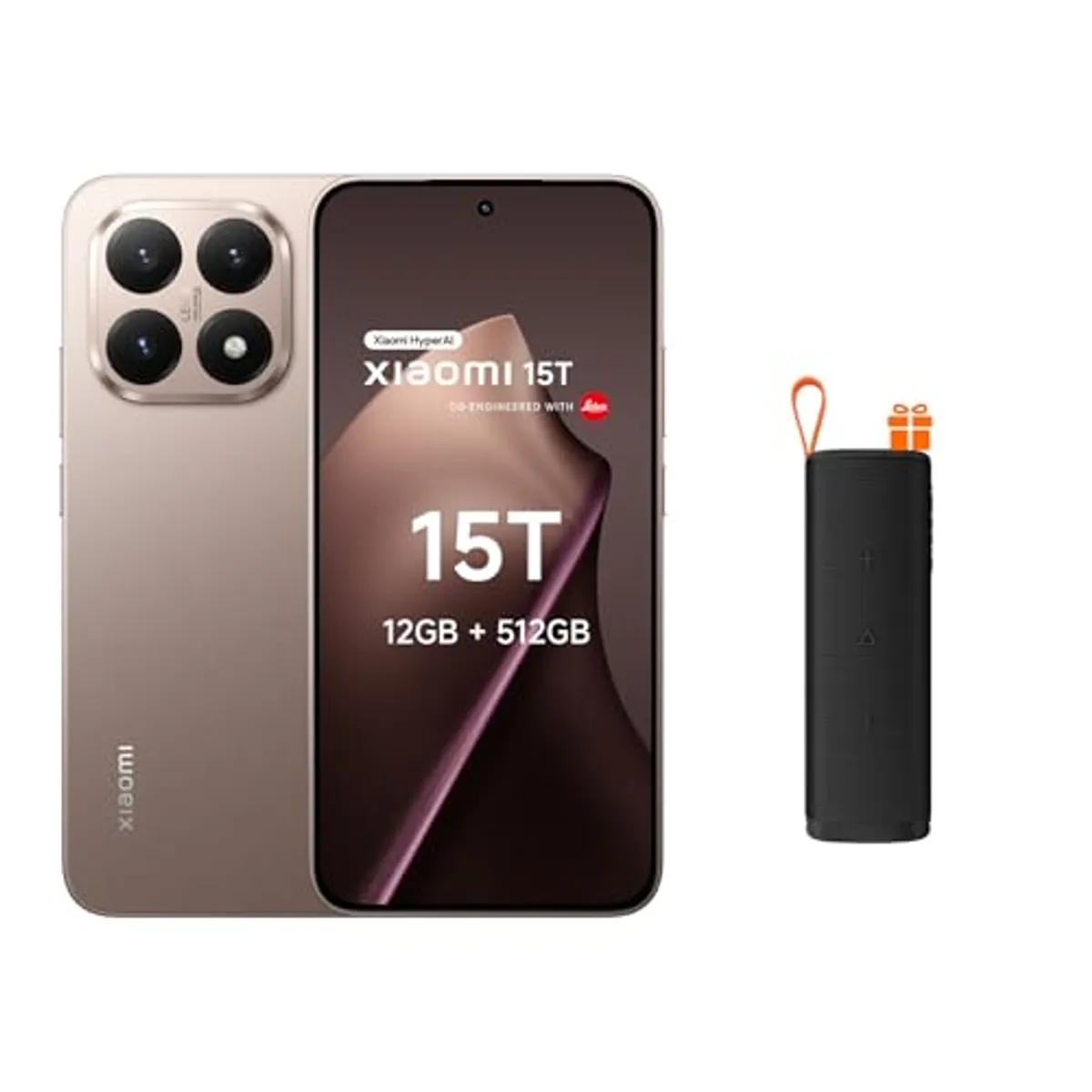 XIAOMI 15T – Smartphone 12GB RAM 512GB ROM, Oro Rosa + Bocina Sound Outdoor | Pantalla 6.83" 120Hz | MediaTek Dimensity 8400-Ultra | Cámara Leica Summilux con Lente Óptico | Carga Rápida 67W