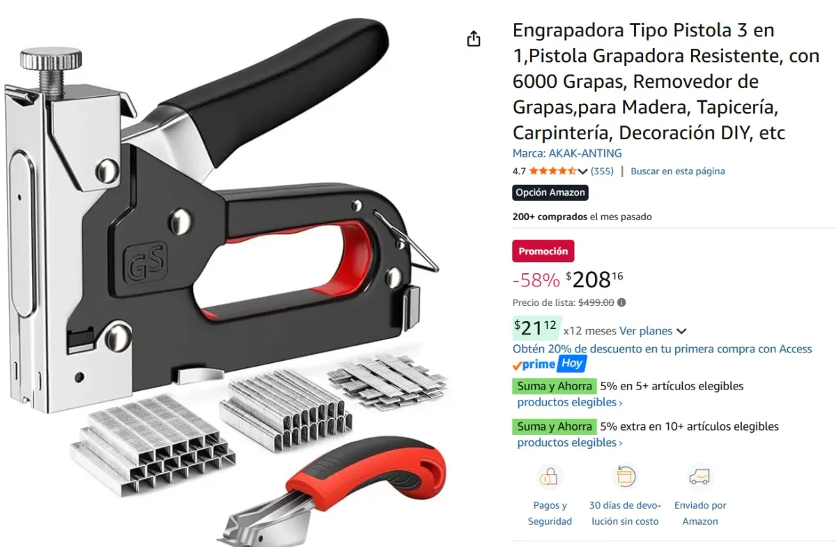 Engrapadora Tipo Pistola 3 en 1