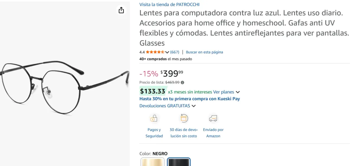 Lentes para computadora contra luz azul