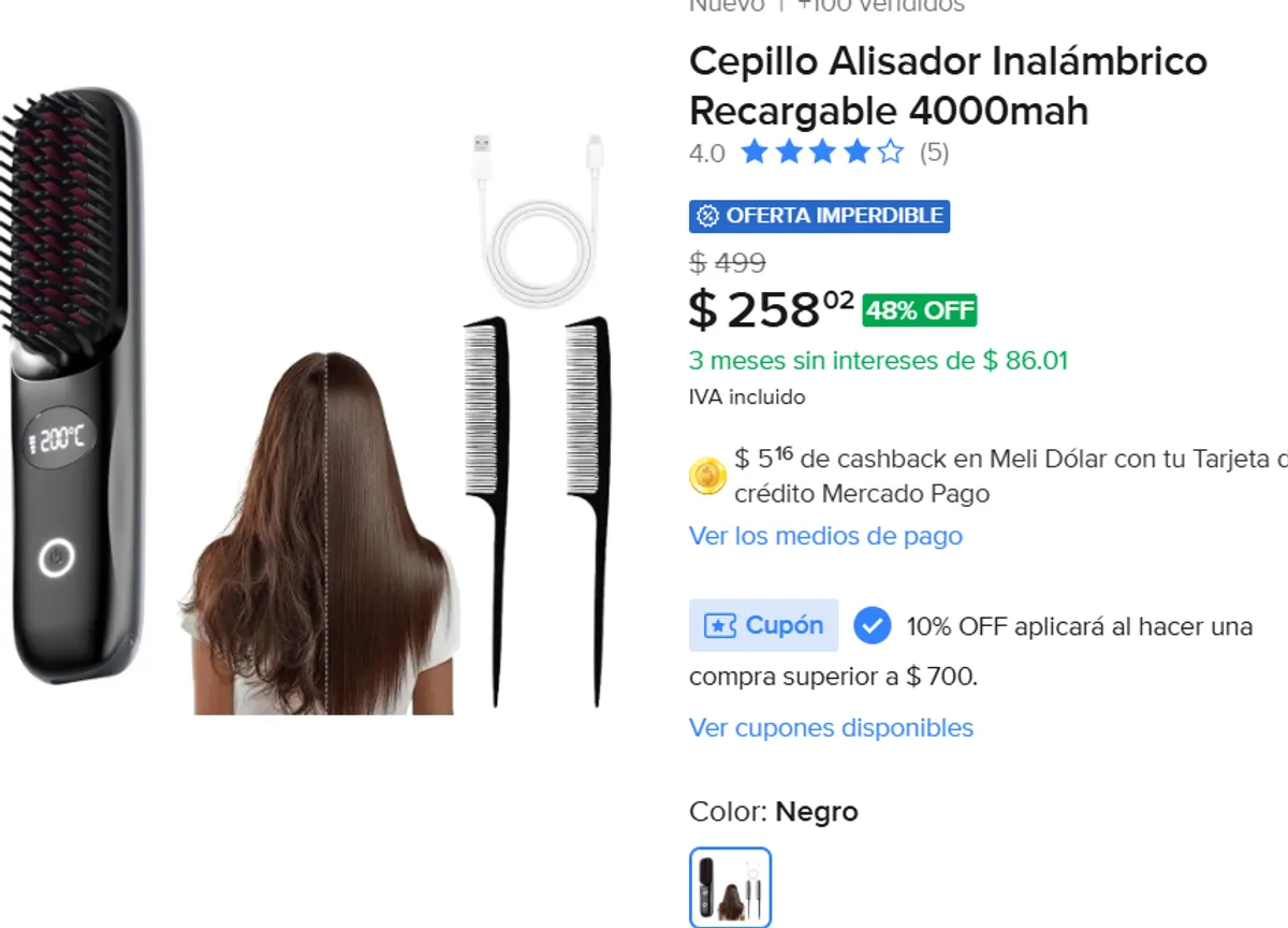 Cepillo Alisador Inalámbrico 