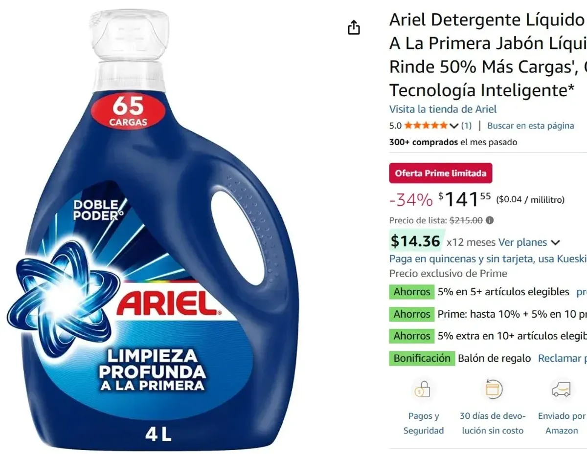 PA LAVAR BIEN LA ROPA!!! 34% MENOS Y APLICAN PA Suma y ahorra!!! baja mas!! Detergente Líquido  
