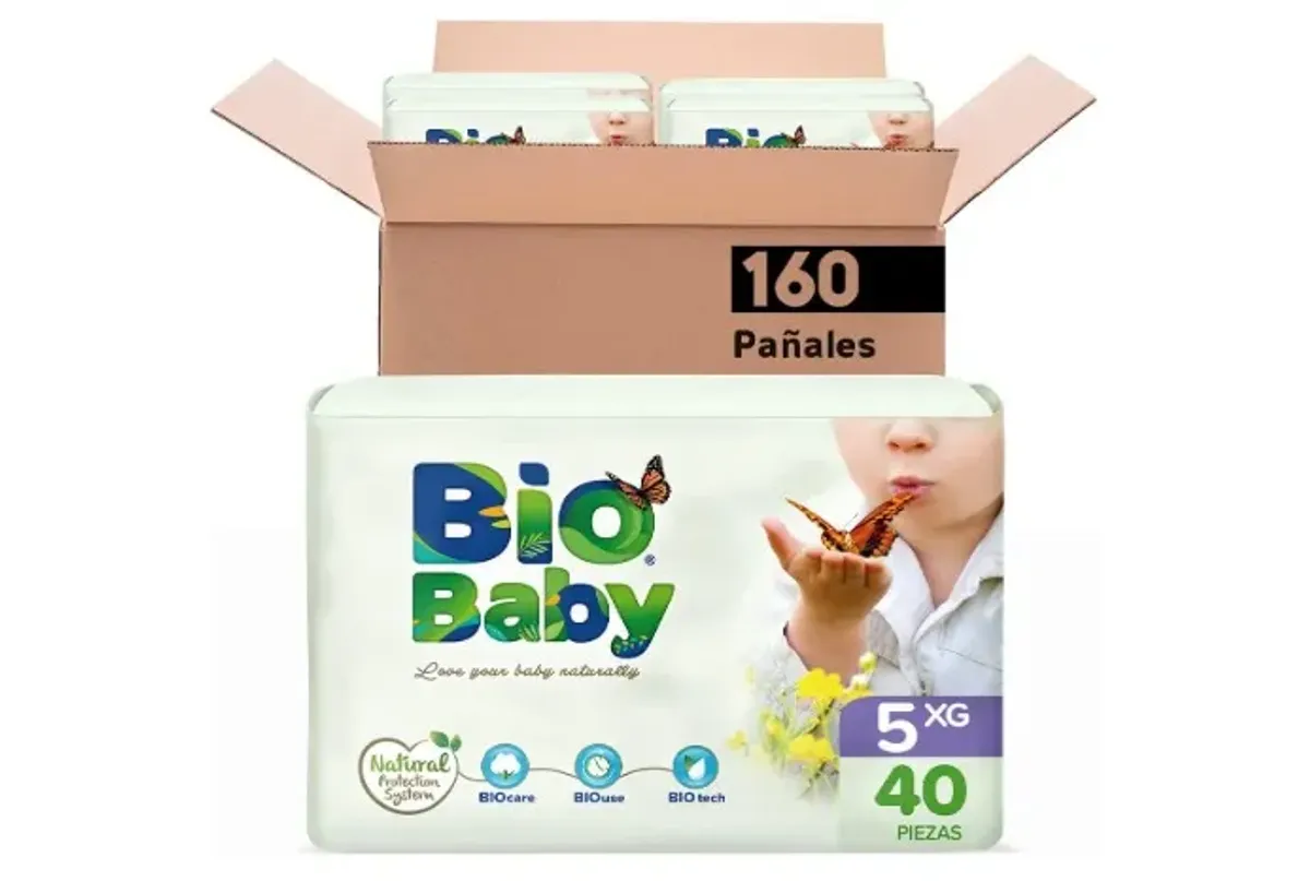 Bio Baby Pañal Bebé Bio Baby Talla 5 X-grande 160 Pañales, color, 160 count, pack of/paquete de