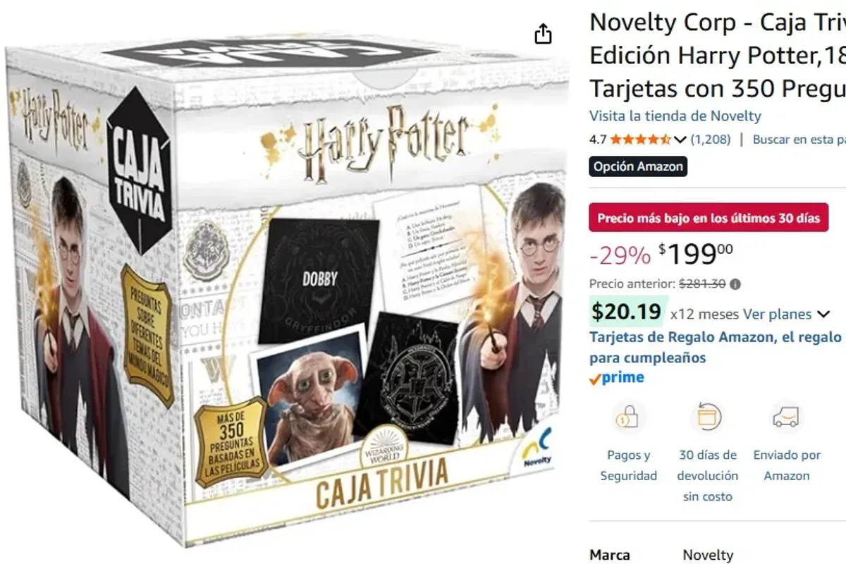 Novelty Corp - Caja Trivia, Edición Harry Potter,189 Tarjetas con 350 Preguntas