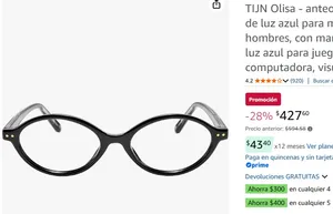 TIJN Olisa - anteojos de bloqueo de luz azul para mujeres y hombres, con marco ovalado de luz azul para juegos, computadora, visualización