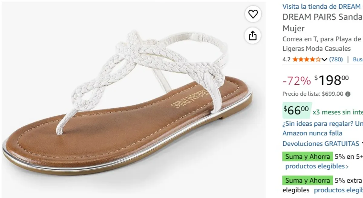 DREAM PAIRS Sandalias Planas para Mujer