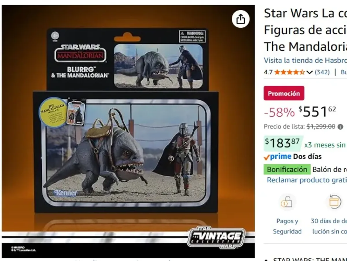 Star Wars La colección Vintage, Figuras de acción de Blurrg & The Mandalorian (9,5 cm)
