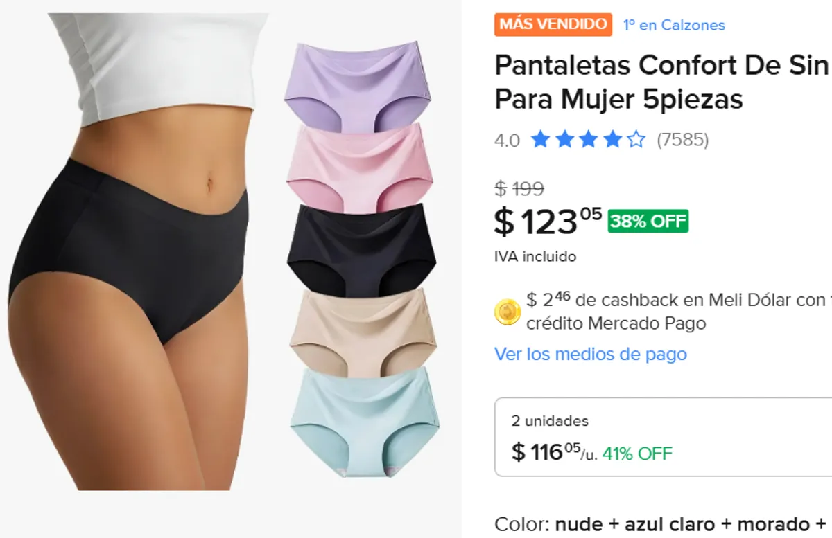 Pantaletas 5piezas